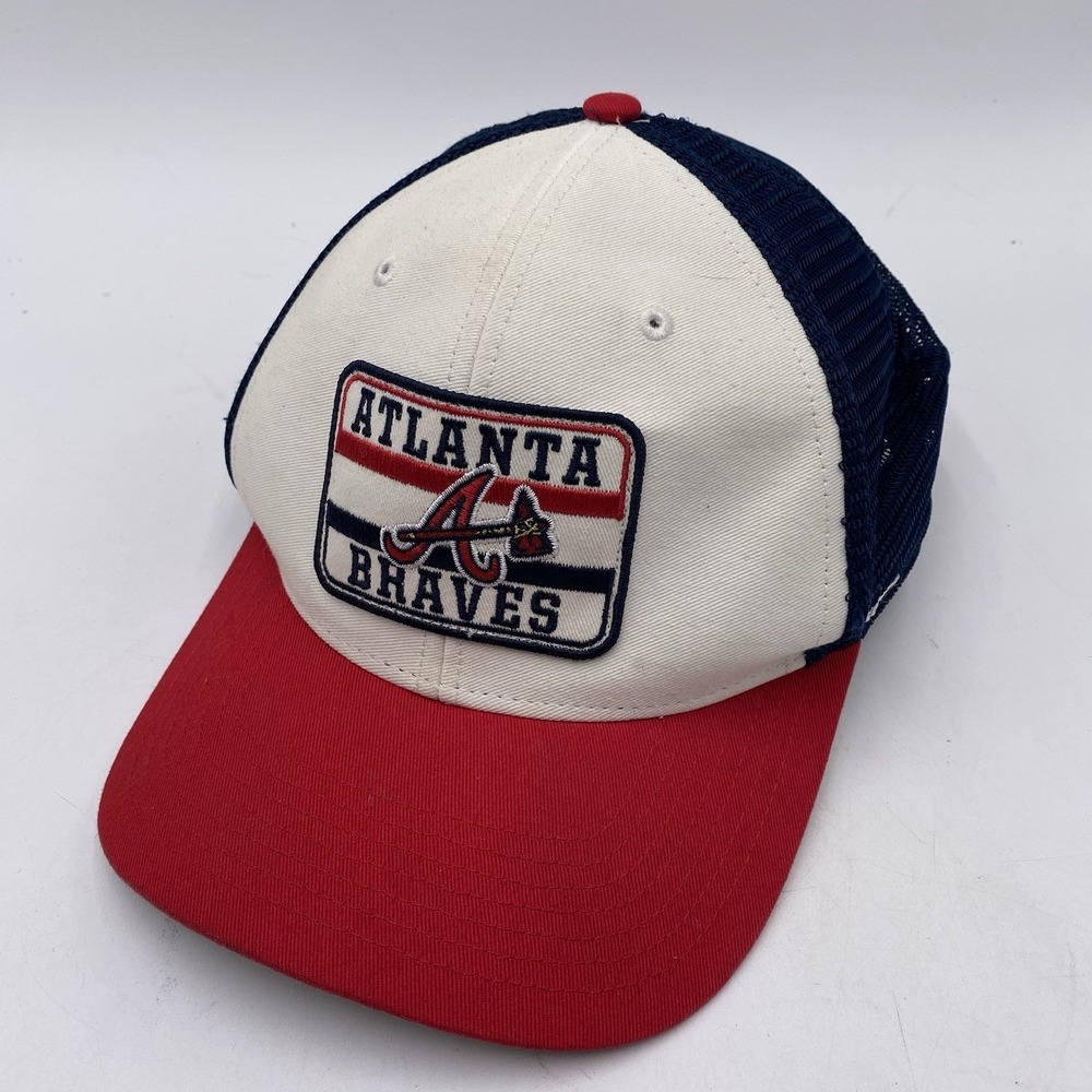 Atlanta Braves Hat 47 Brand SnapBack Trucker Mesh Blue‎ Red Cleaned VGC